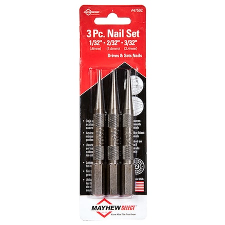 Mayhew NAIL SET 1-2-3/32 3 PC  CARDED MY47502
